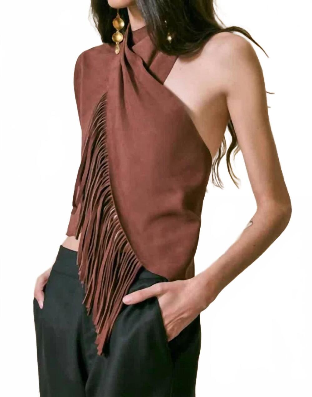NEW JOHANNA ORTIZ deer track halter top in chocolate